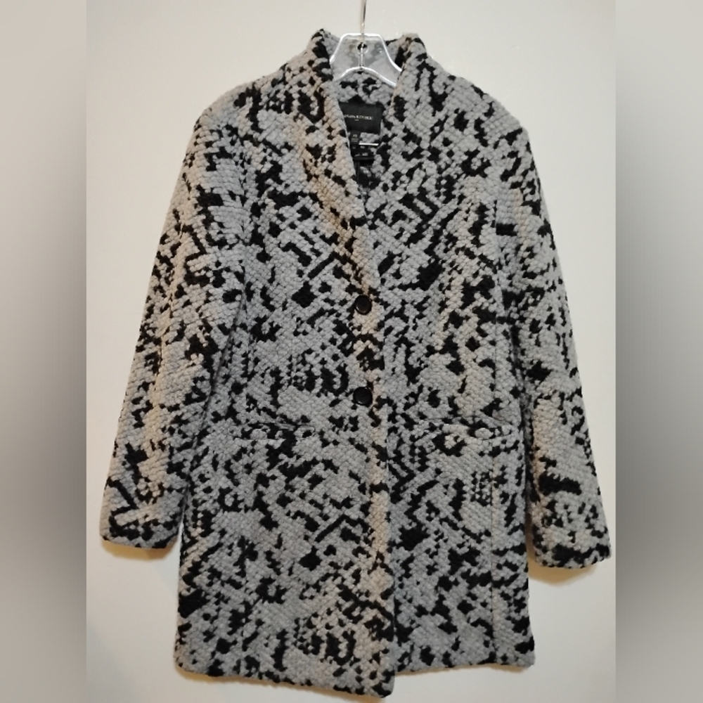Stylish Black & Gray Women's Knit Coat BANANA REPUBLIC 75%Polyester 25%Wool XS